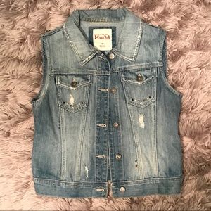 Distressed Sleeveless Denim Jacket
